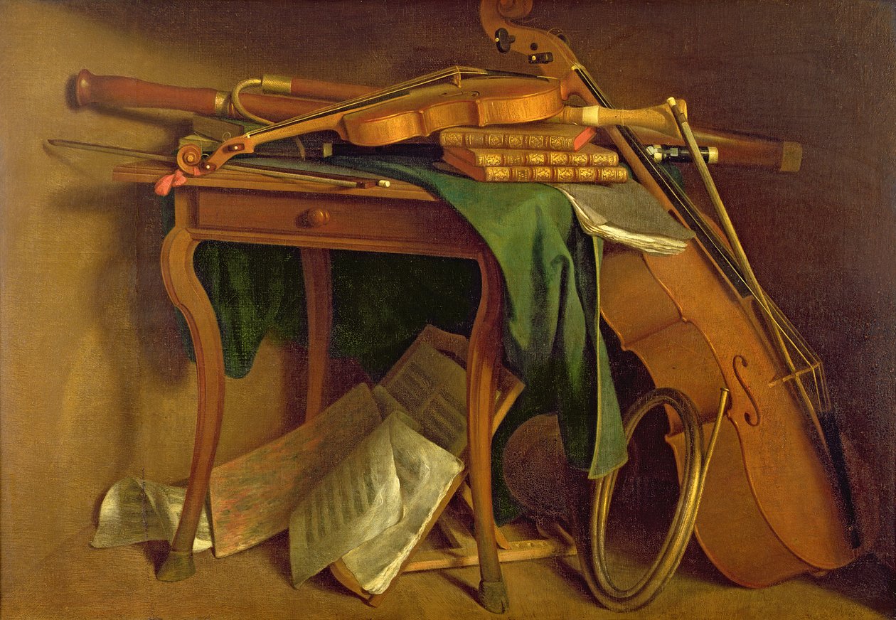 Der Tisch des Musikers, ca. 1760 von Henri Roland de la Porte