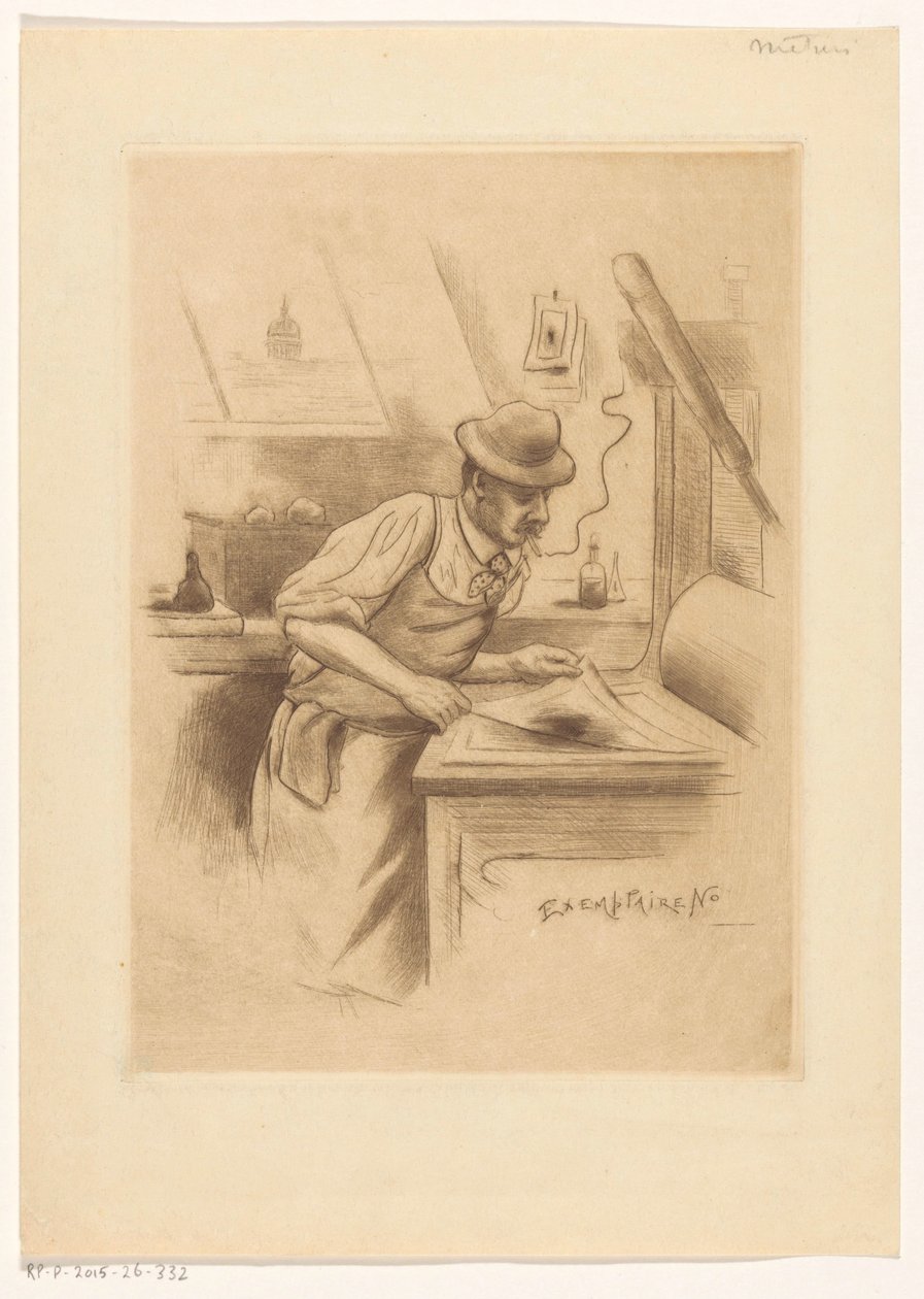 Drucker in seinem Atelier von Henri Boutet (possibly)