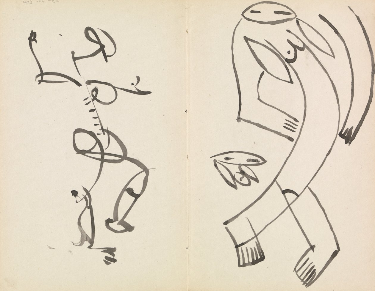 Studien von zwei tanzenden Figuren von Henri Gaudier Brzeska