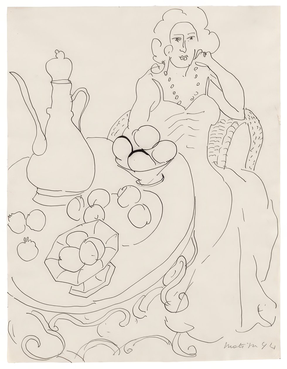 Sitzende Frau vor einem Serviertisch von Henri Matisse