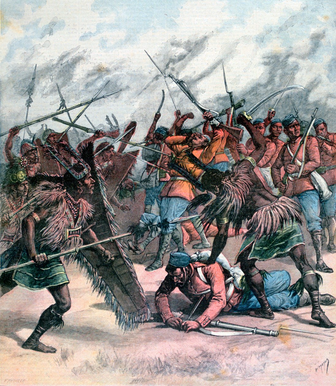 Aufstand in Manpur, Indien, 1891 von Henri Meyer