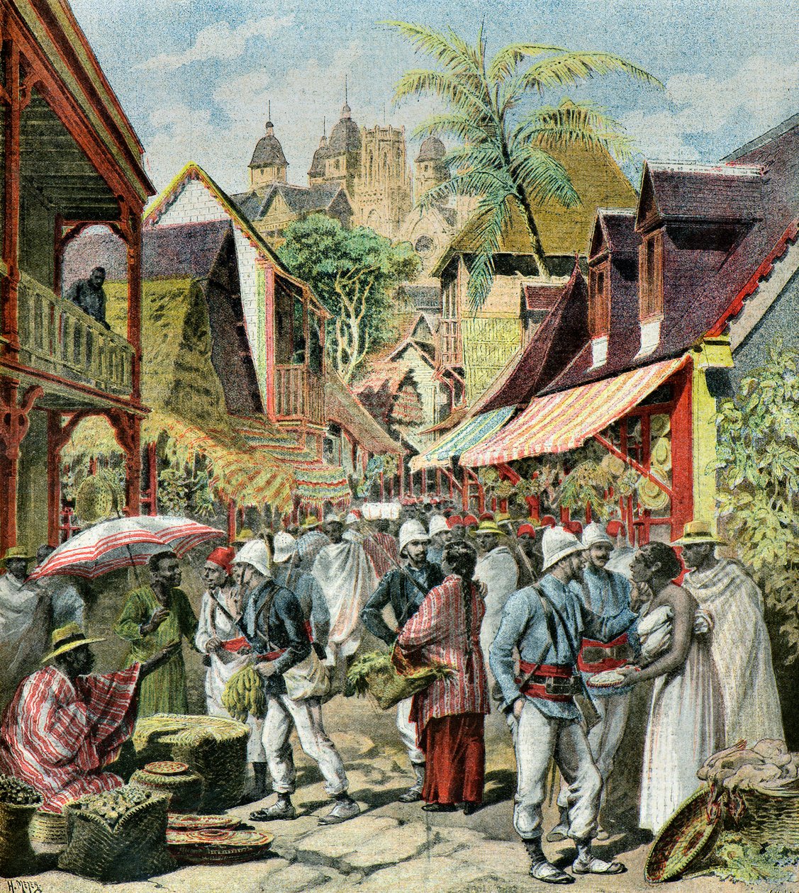 Die französische Armee in Madagaskar, 1895 (Illustration) von Henri Meyer