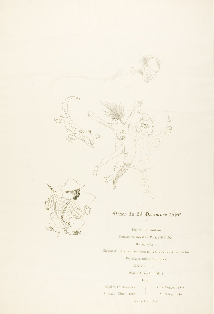 Das Krokodil, Menü von Henri de Toulouse Lautrec
