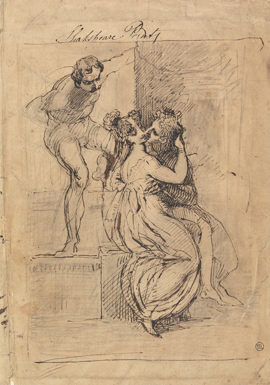 Figur, die sich über Treppen lehnt von Johann Heinrich Füssli