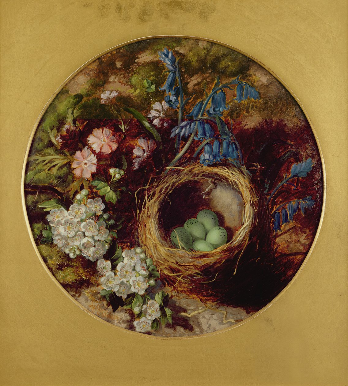 Ein Stillleben mit Vogelnest, Blüten und Glockenblumen von Henry Stanier