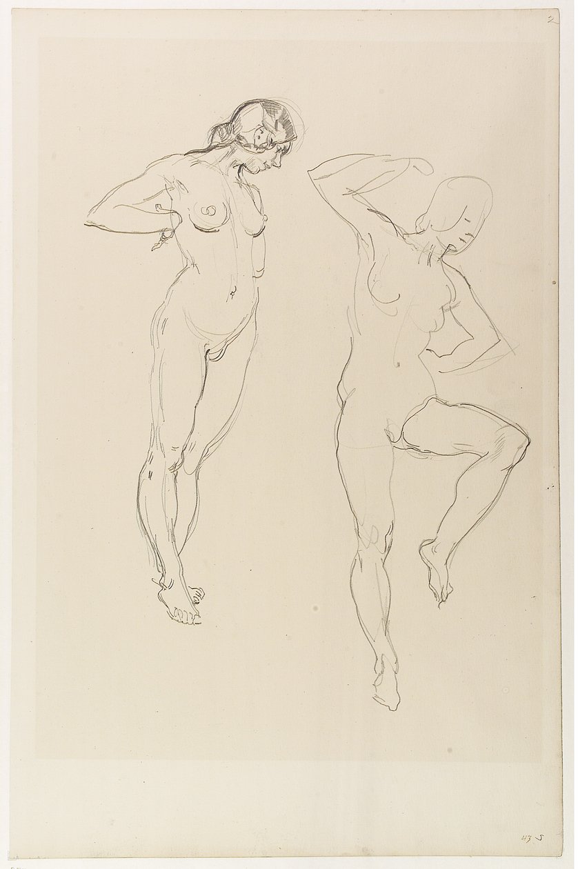 Nackte weibliche Figur, auf Zehenspitzen stehend von Henry Tonks