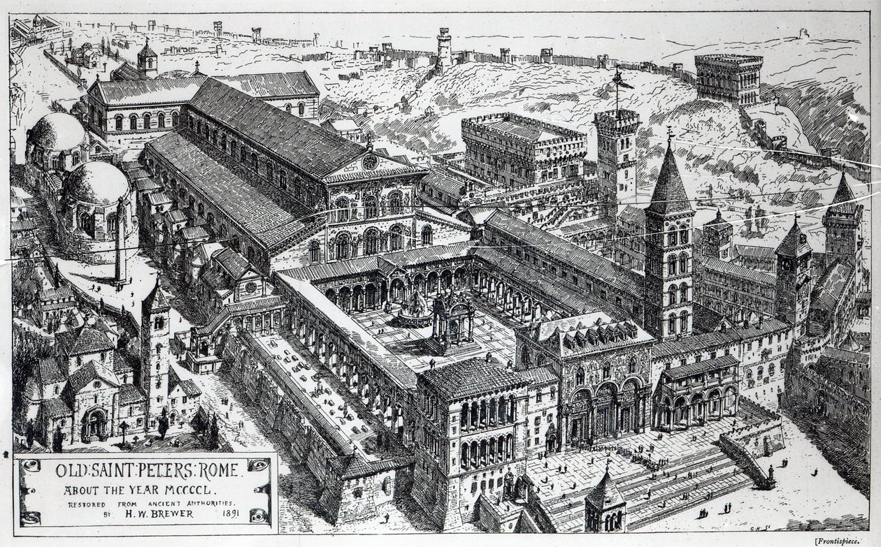 Ansicht des alten St. Peter, Rom, 1891 von Henry William Brewer