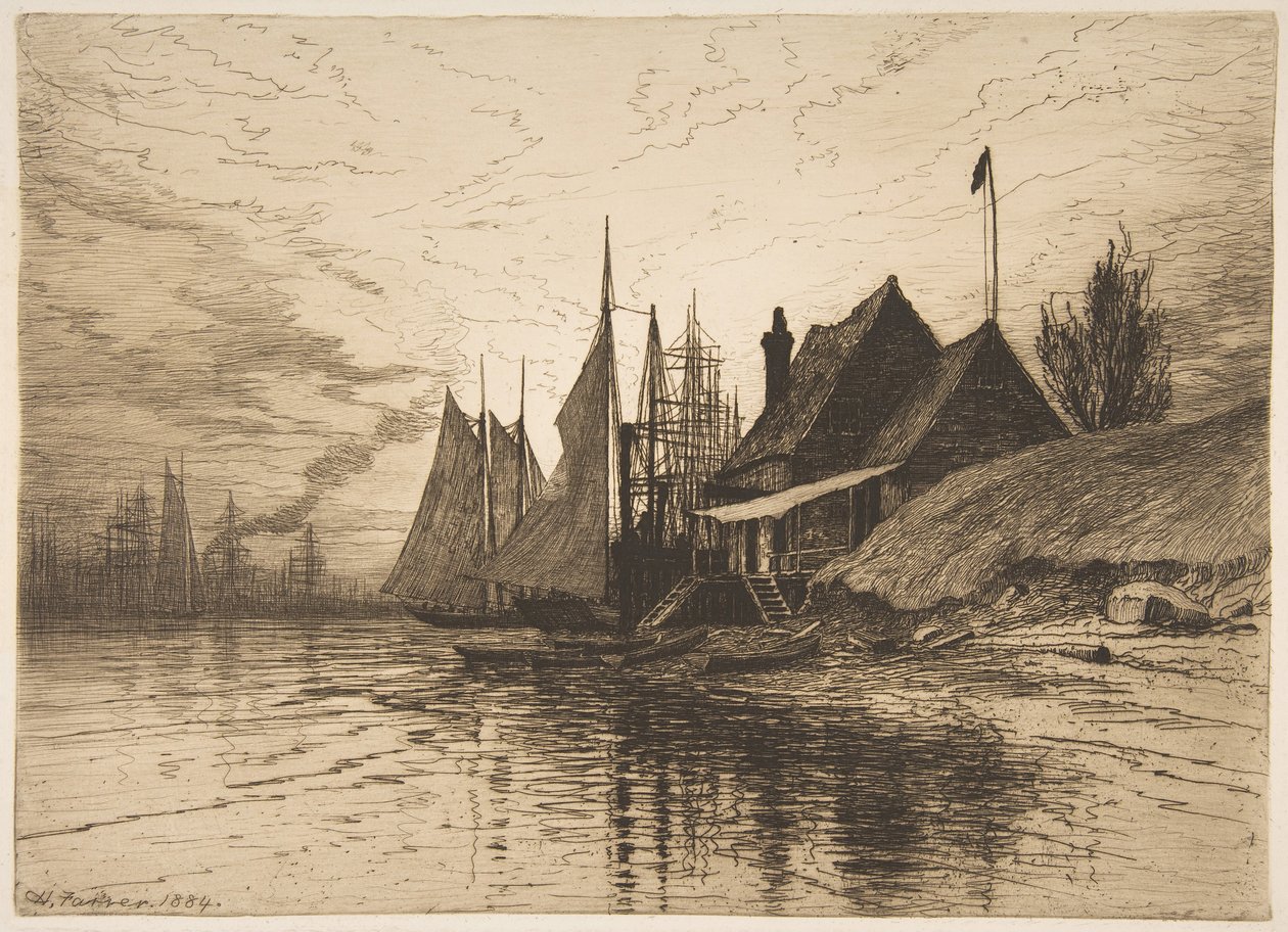 Abend, New Yorker Hafen, 1884 von Henry Farrer