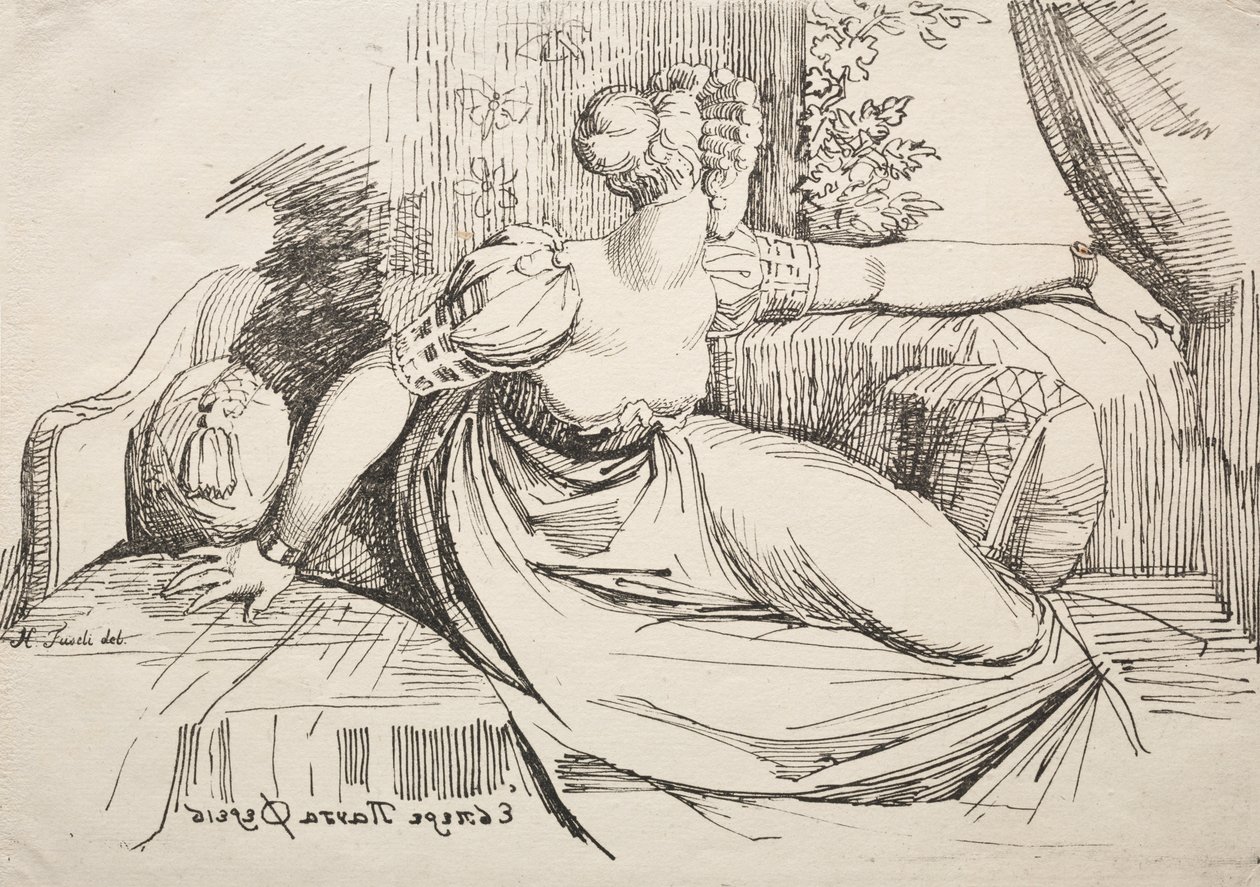 Frau auf einem Sofa von Johann Heinrich Füssli