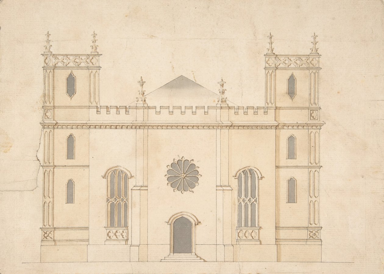 Fassade einer neugotischen Kirche, 1745-76 von Henry Keene.