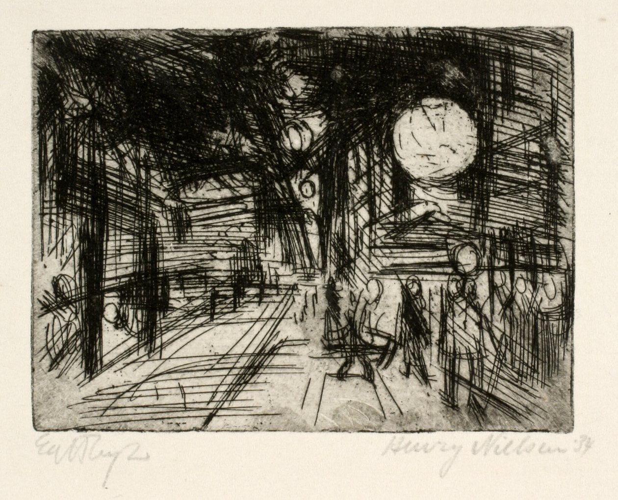 Straßenszene, Sommernacht von Henry Nielsen