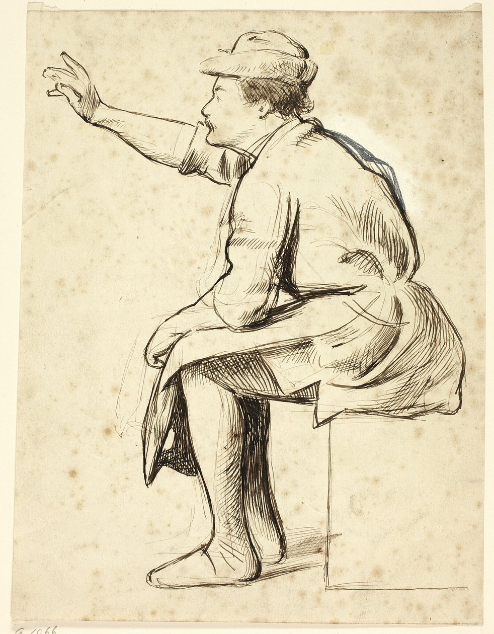Sitzender Mann mit erhobenem Arm von Henry Stacy Marks
