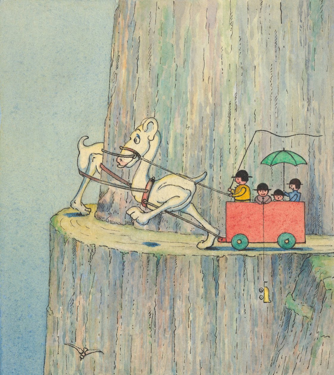 Figuren, die eine Klippenstraße hinaufsteigen, ca. 1910 von Herbert E. Crowley