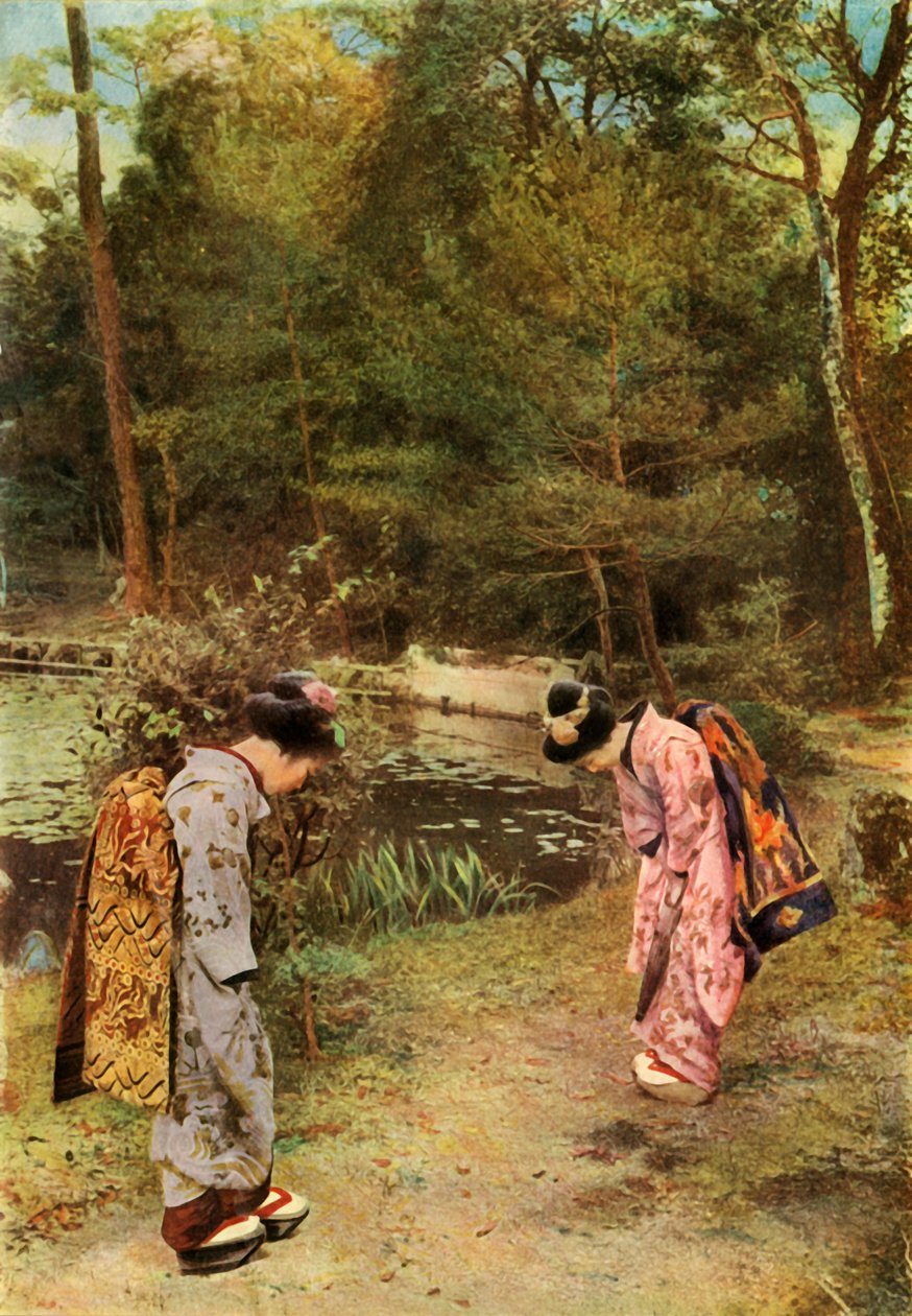 Begrüßungen auf dem Tempelgelände, 1910 von Herbert Ponting