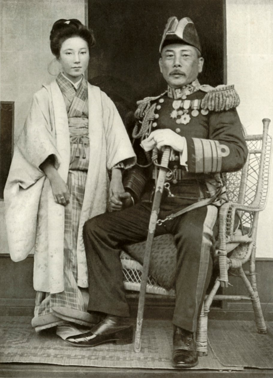 Vizeadmiral Kamimura und seine Tochter Hoshiko, 1910 von Herbert Ponting