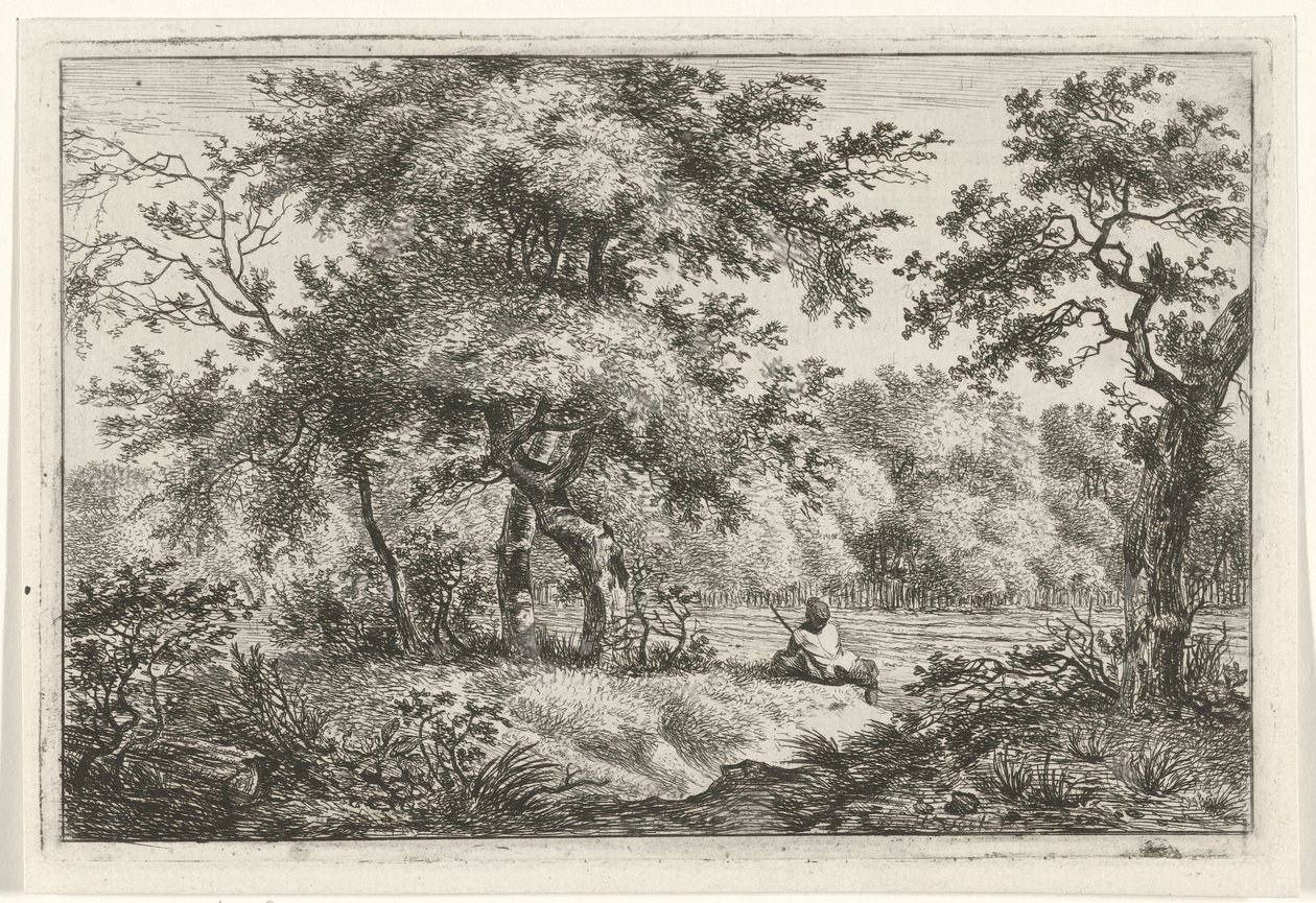 Ruhender Mann im Wald von Hermanus Fock