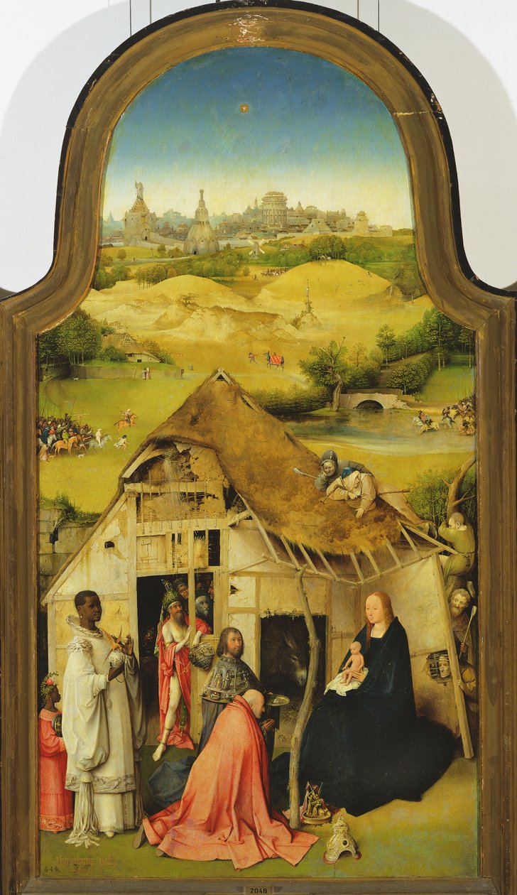 Die Anbetung der Könige, (Detail) des zentralen Panels, 1510 von Hieronymus Bosch