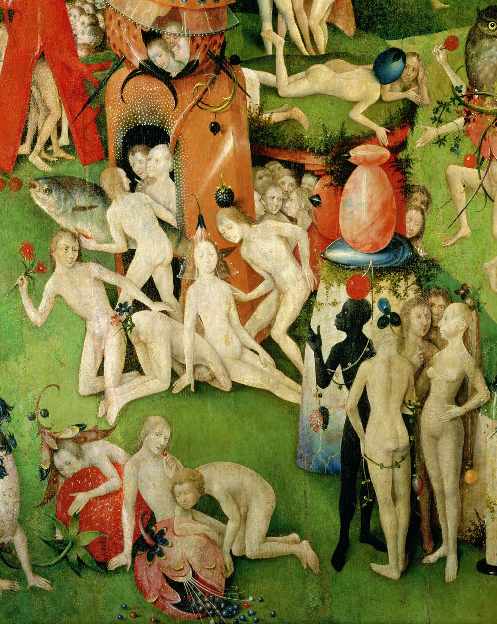 Der Garten der Lüste: Allegorie des Luxus, mittleres Panel des Triptychons, ca. 1500 (Detail) von Hieronymus Bosch