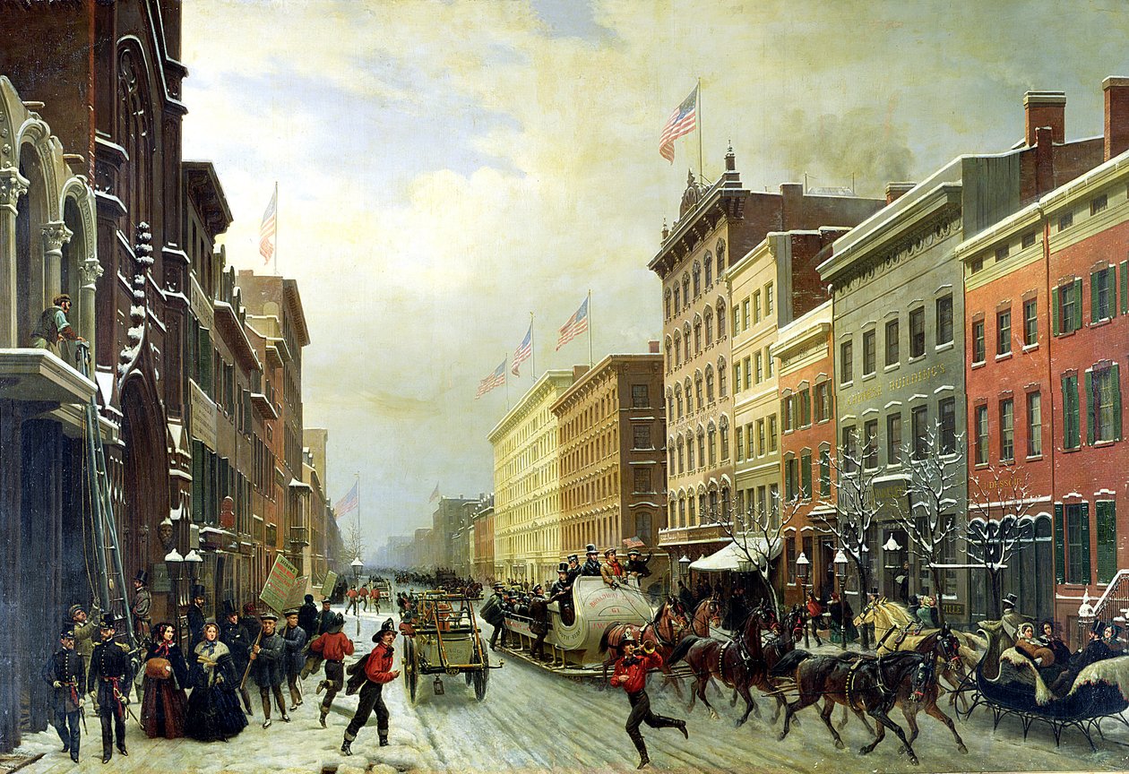 Straßenszene in New York von Hippolyte Victor Valentin Sebron