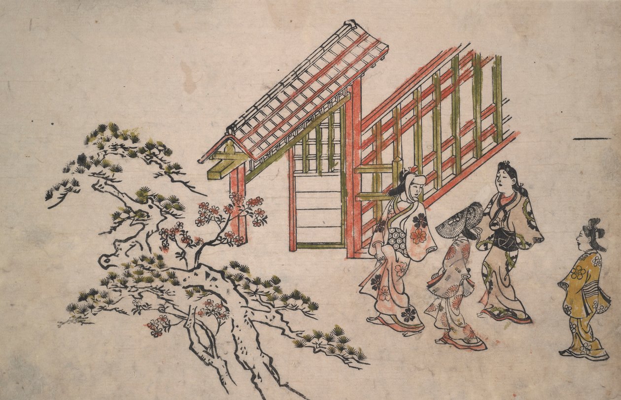In der Nähe des Neuen Yoshiwara-Tores von Hishikawa Moronobu