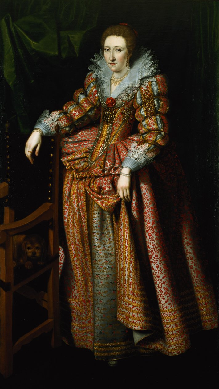 Porträt einer Dame, angeblich aus der Familie Coudenhouve aus Flandern, ca. 1610-20 von Hispano Flemish School
