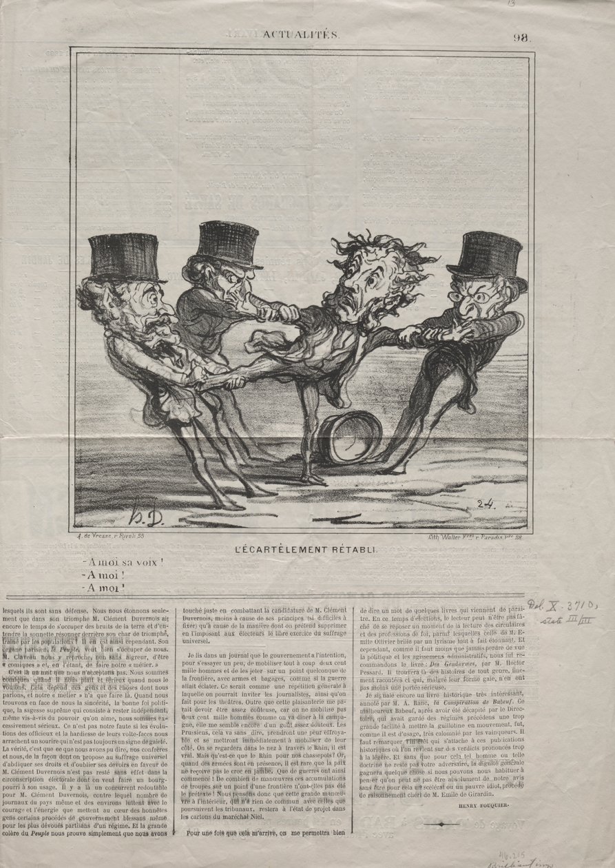 Aktualitäten (Nr. 98): Die Vierteilung wieder eingeführt von Honoré Daumier