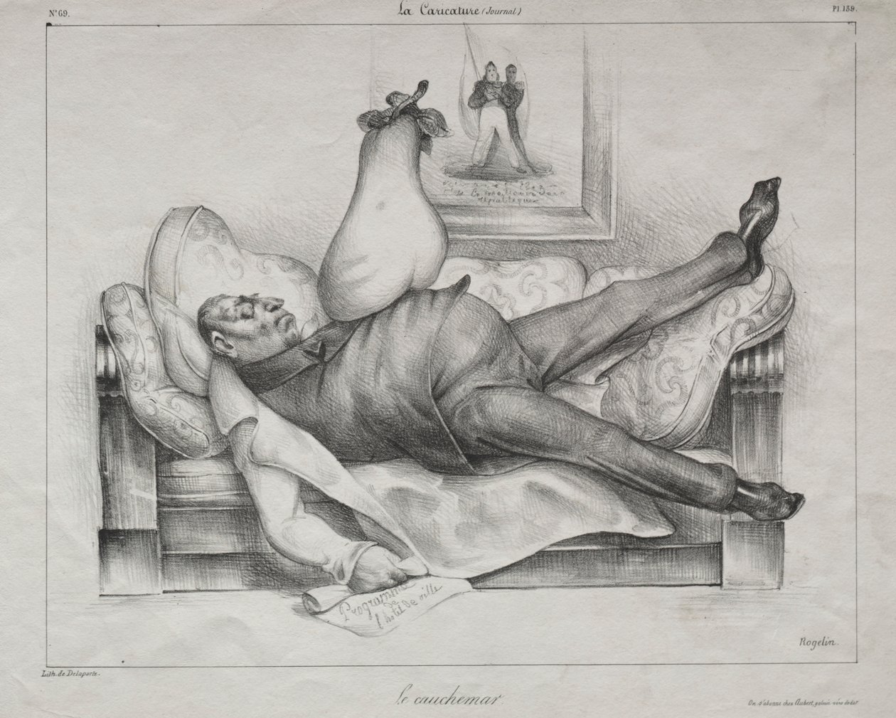Karikatur, Platte 139: Der Albtraum, 1832 von Honoré Daumier