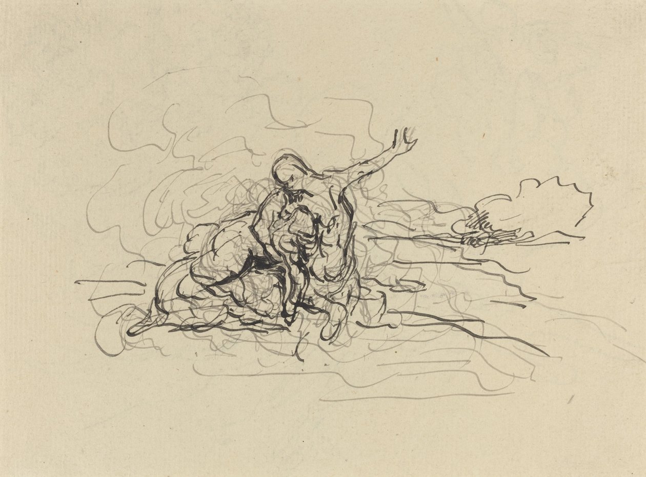 Zentaur entführt eine Frau von Honoré Daumier
