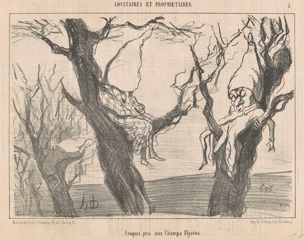 Skizzen von den Champs Elysées von Honoré Daumier