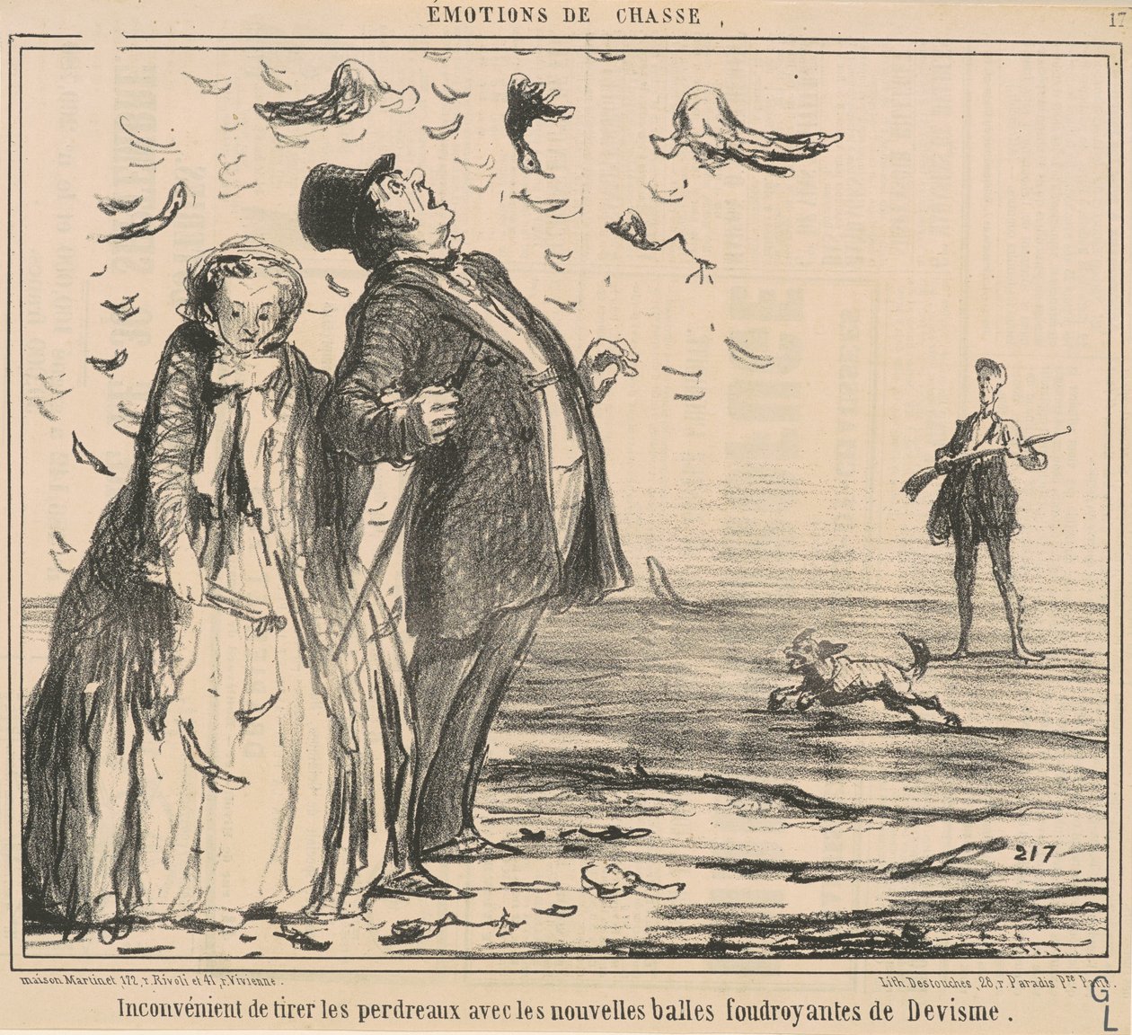 Unannehmlichkeit, Rebhühner zu schießen ... von Honoré Daumier