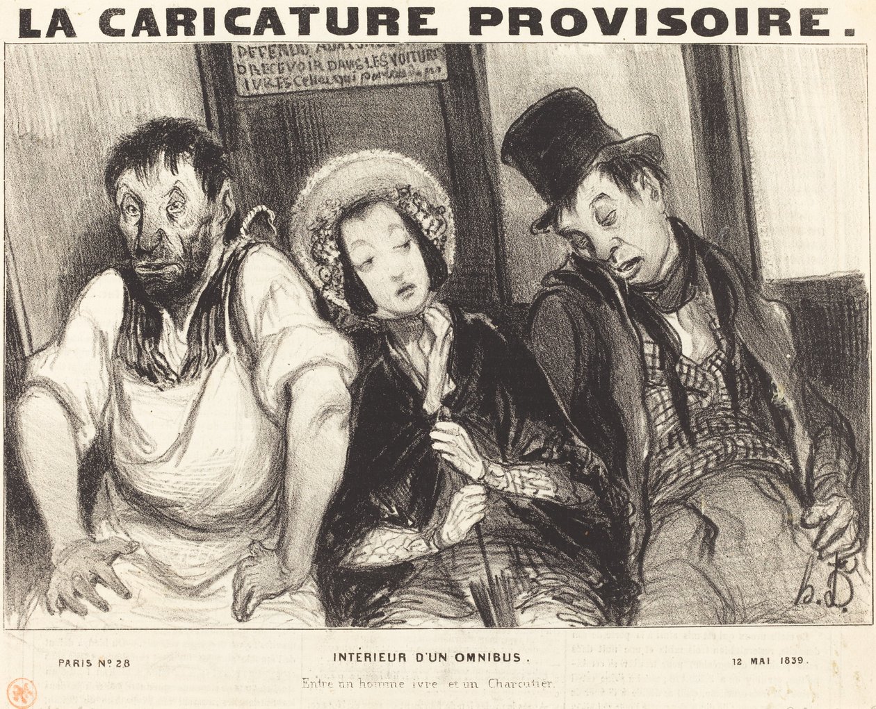 Innenraum eines Omnibusses von Honoré Daumier