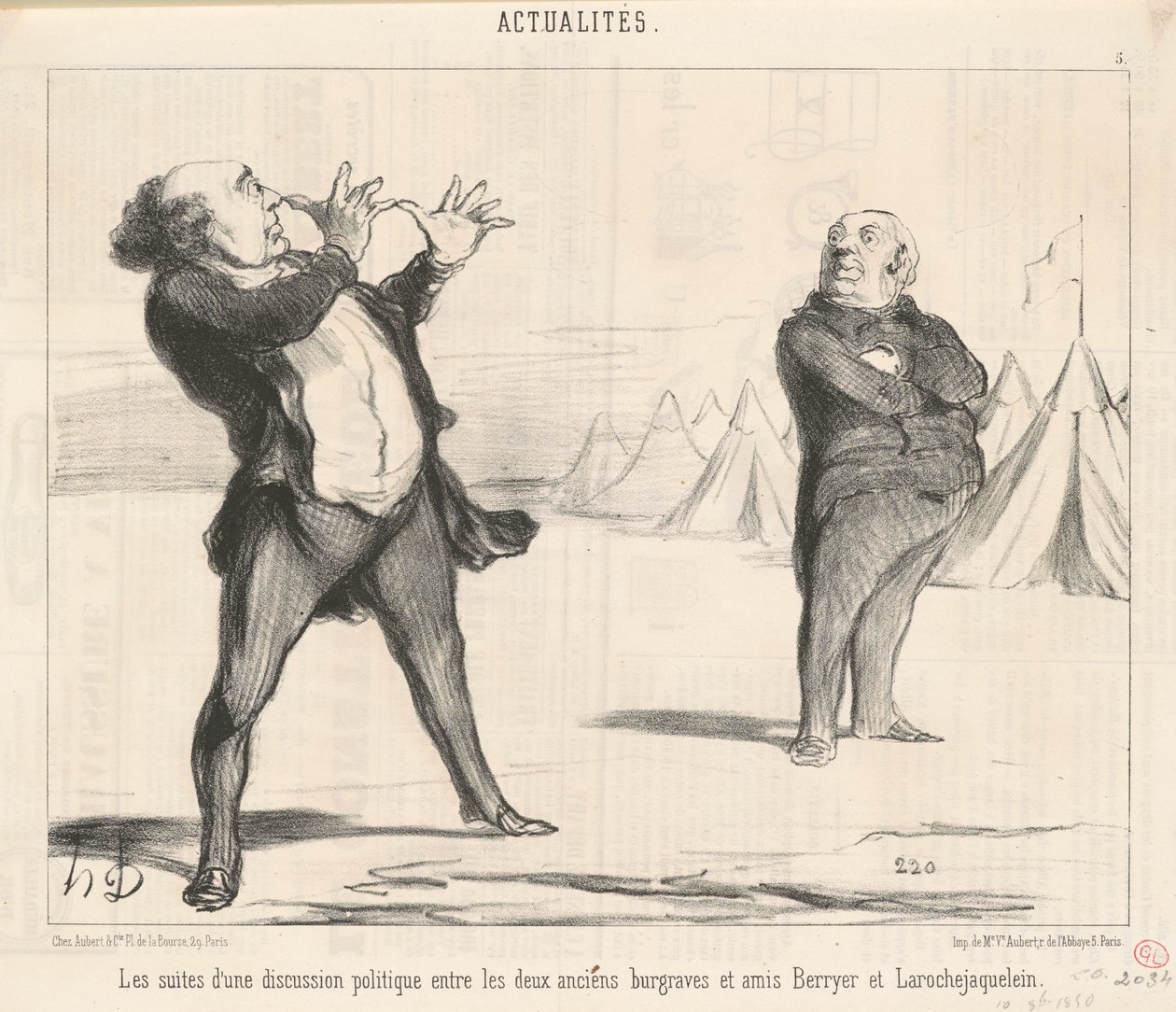 Die Folgen einer politischen Diskussion von Honoré Daumier