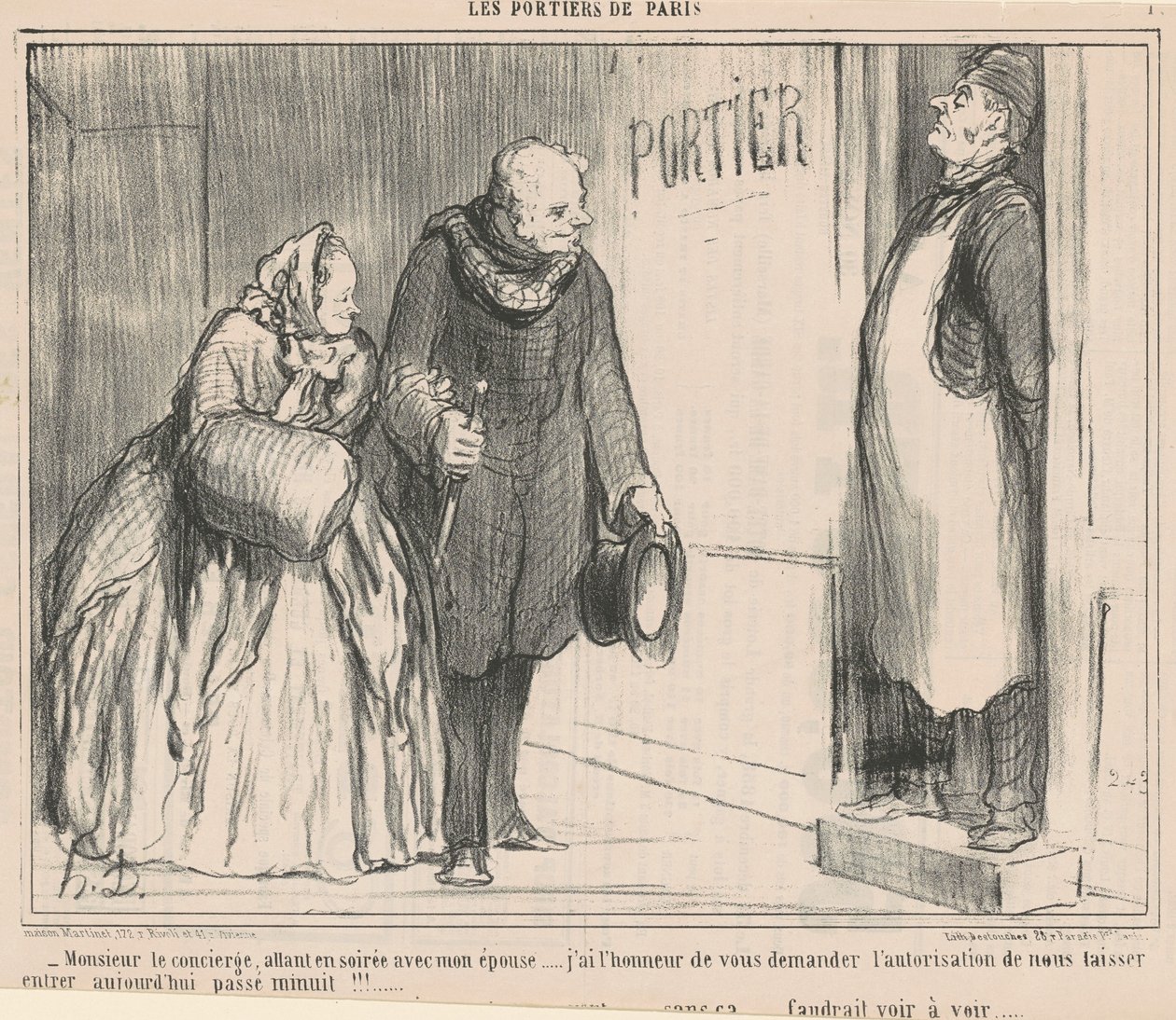 Herr der Hausmeister, auf dem Weg zu einer Abendveranstaltung von Honoré Daumier