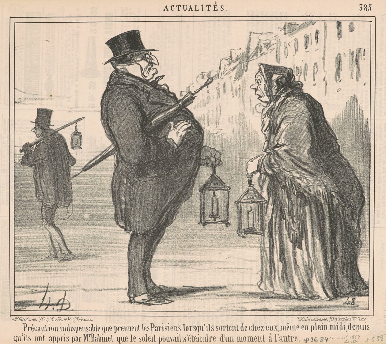 Unverzichtbare Vorsichtsmaßnahme, die die Pariser treffen... von Honoré Daumier