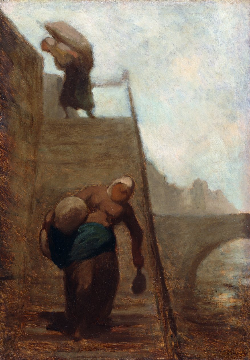 Waschfrauen auf den Stufen des Kais von Honoré Daumier