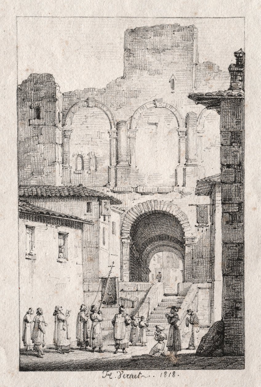 Prozession in Arles, 1918 von Emile Jean Horace Vernet