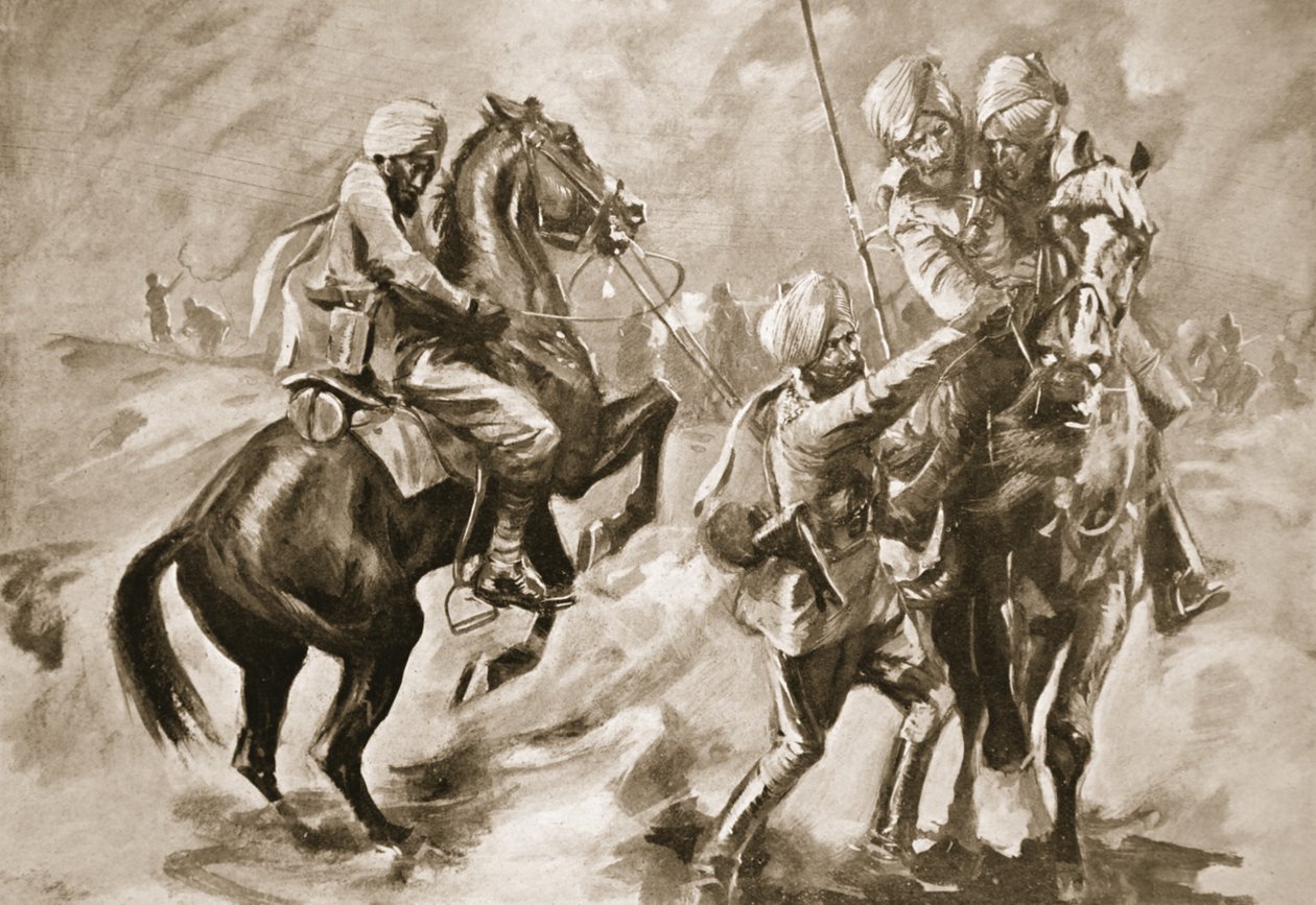 Risaldar Faiz Muhammad Khan und ein Sowar retten zwei verwundete Sepoys von Howard K. Elcock