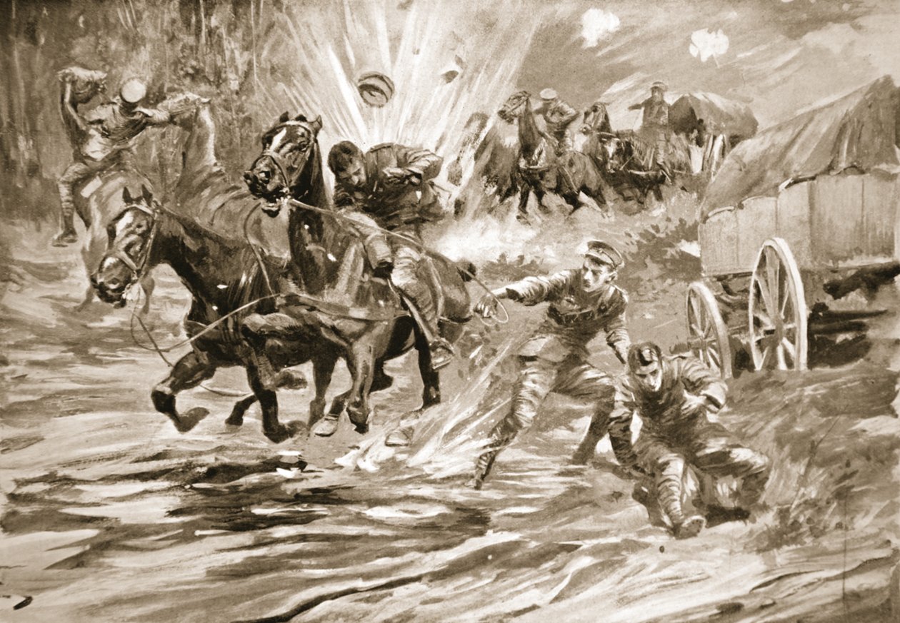 Sergeant Bostock kümmert sich um die Verwundeten eines Konvois, den er unter schwerem Beschuss leitete von Howard K. Elcock