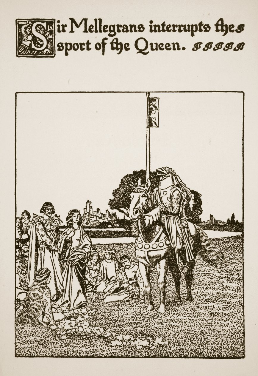 Sir Mellegrans unterbricht den Sport der Königin, Illustration aus 