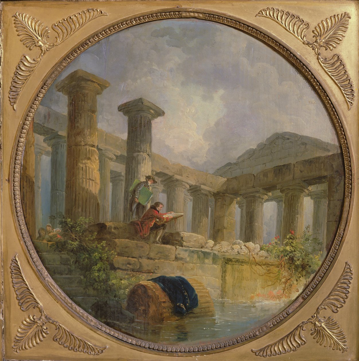 Ruinen eines Tempels, der Paestum imitiert von Hubert Robert