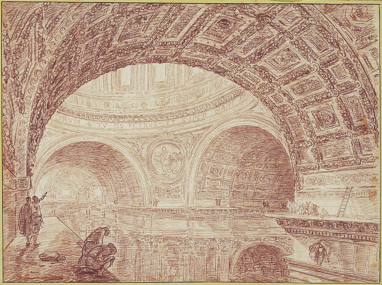 Ansicht des Gewölbes von St. Peter von einem oberen Gesims aus von Hubert Robert