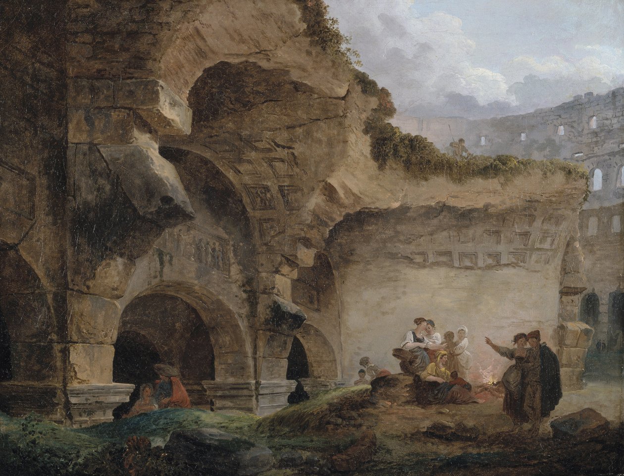 Wäscherinnen in den Ruinen des Kolosseums von Hubert Robert