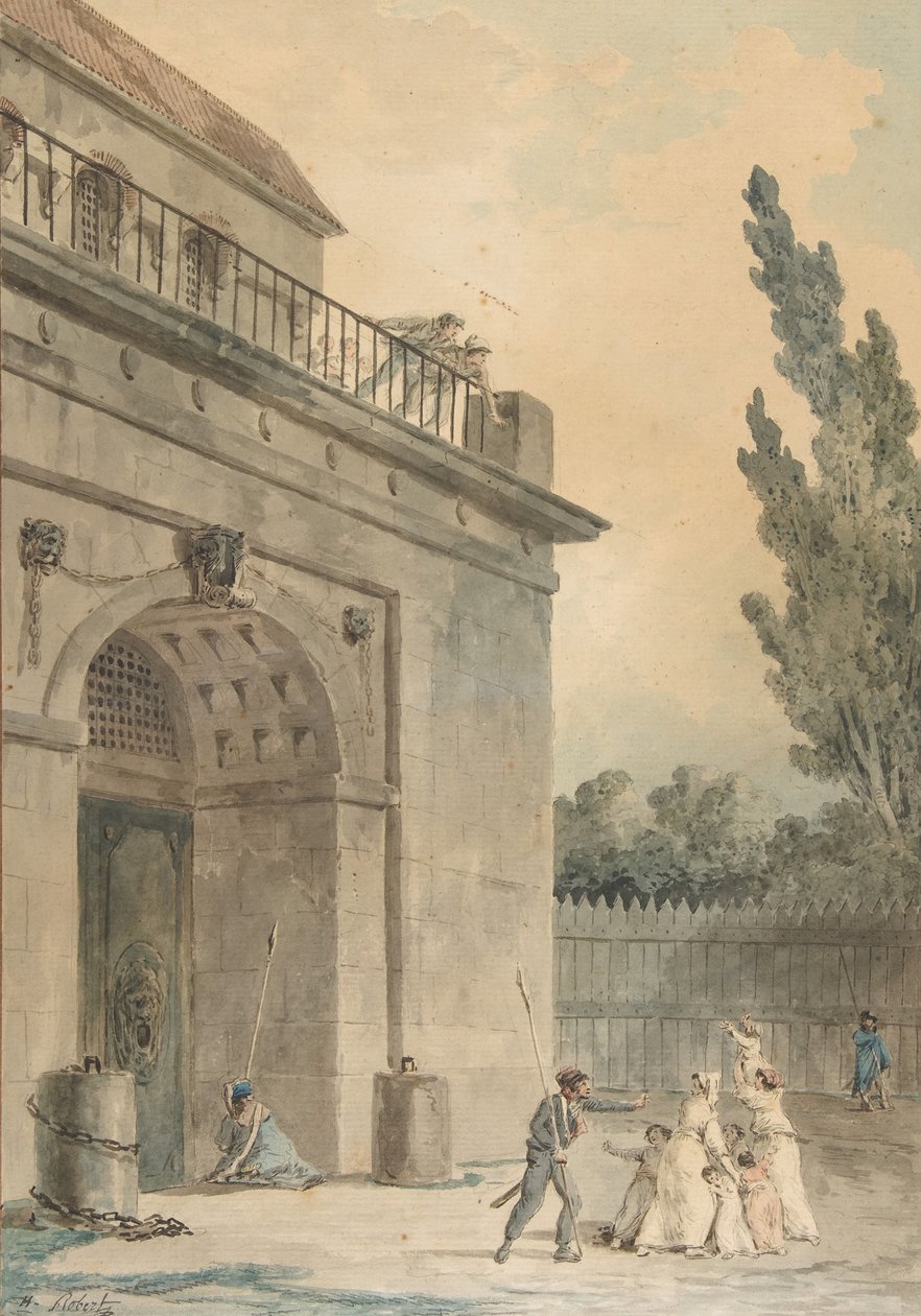 Besucher verlassen ein Gefängnis, 1794-95 von Hubert Robert