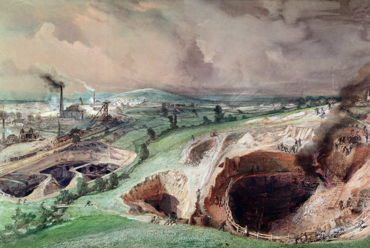 Tagebau in Blanzy, Saone-et-Loire, 1857 von Ignace Francois Bonhomme
