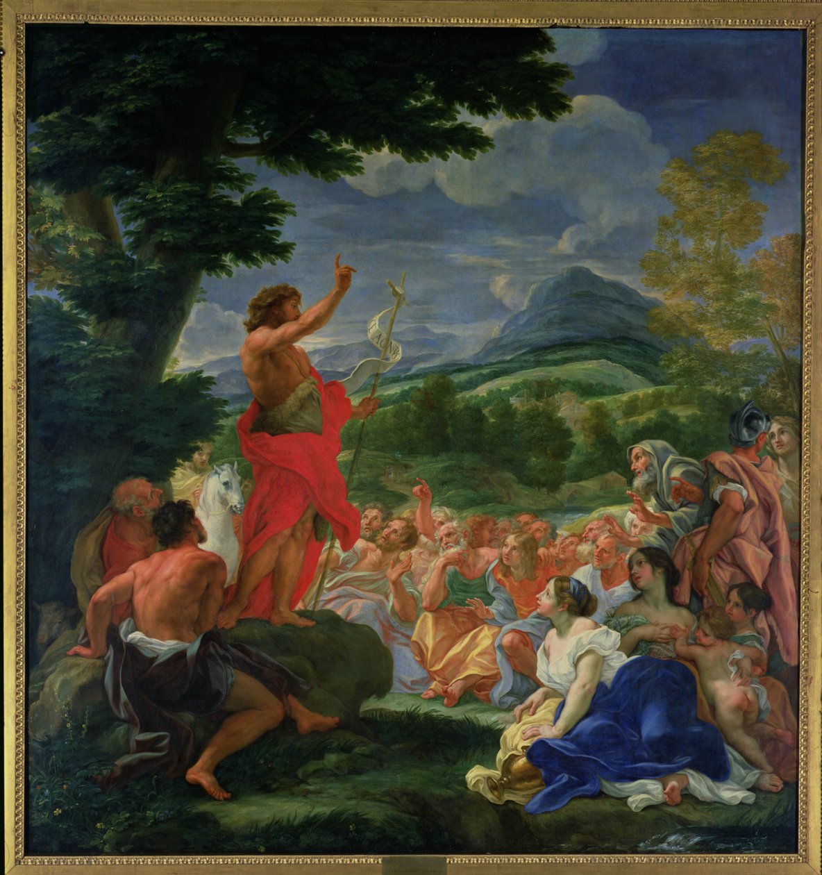 Johannes der Täufer predigt, gemalt vor 1695 von Il Baciccio