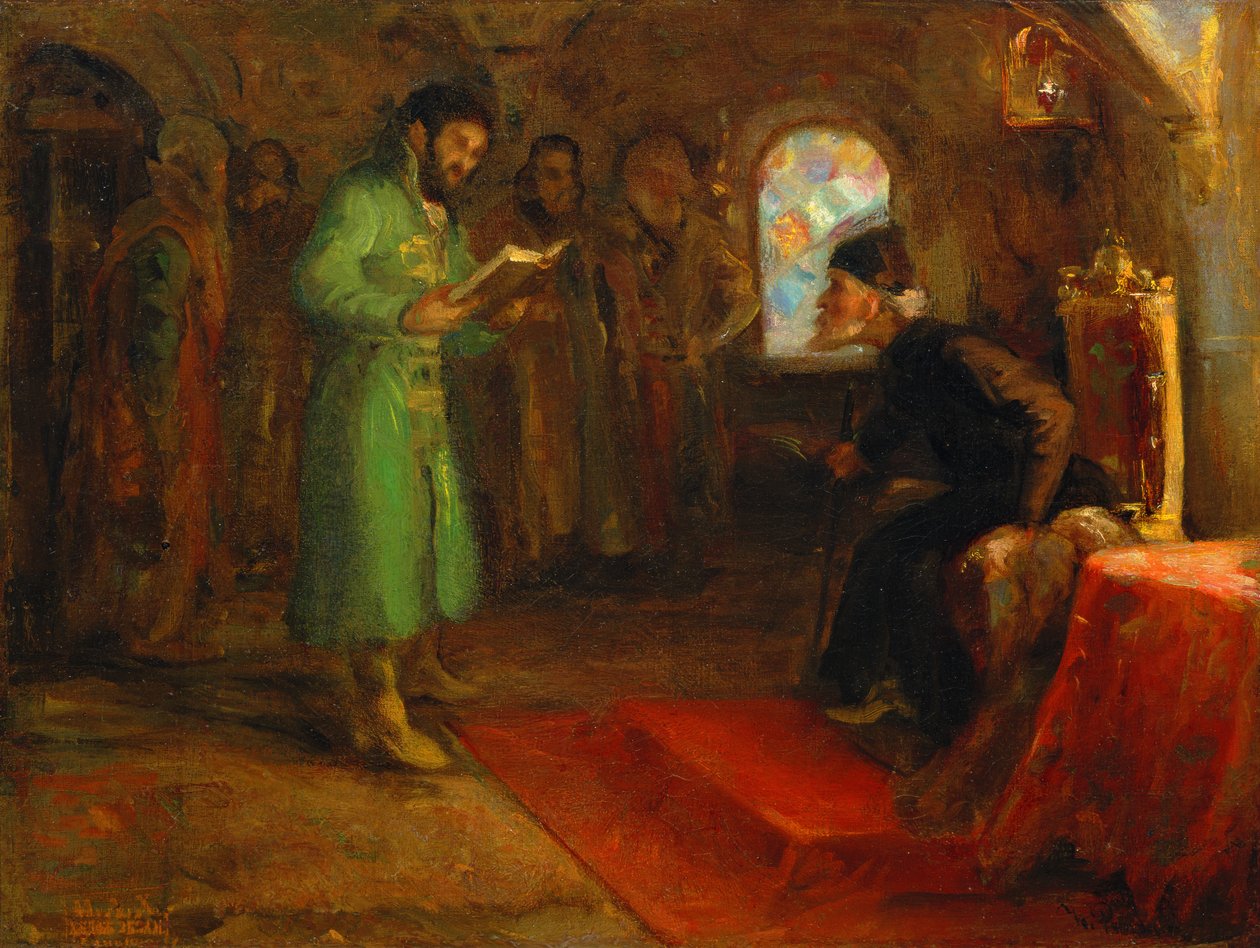 Boris Godunow mit Iwan dem Schrecklichen von Ilya Efimovich Repin