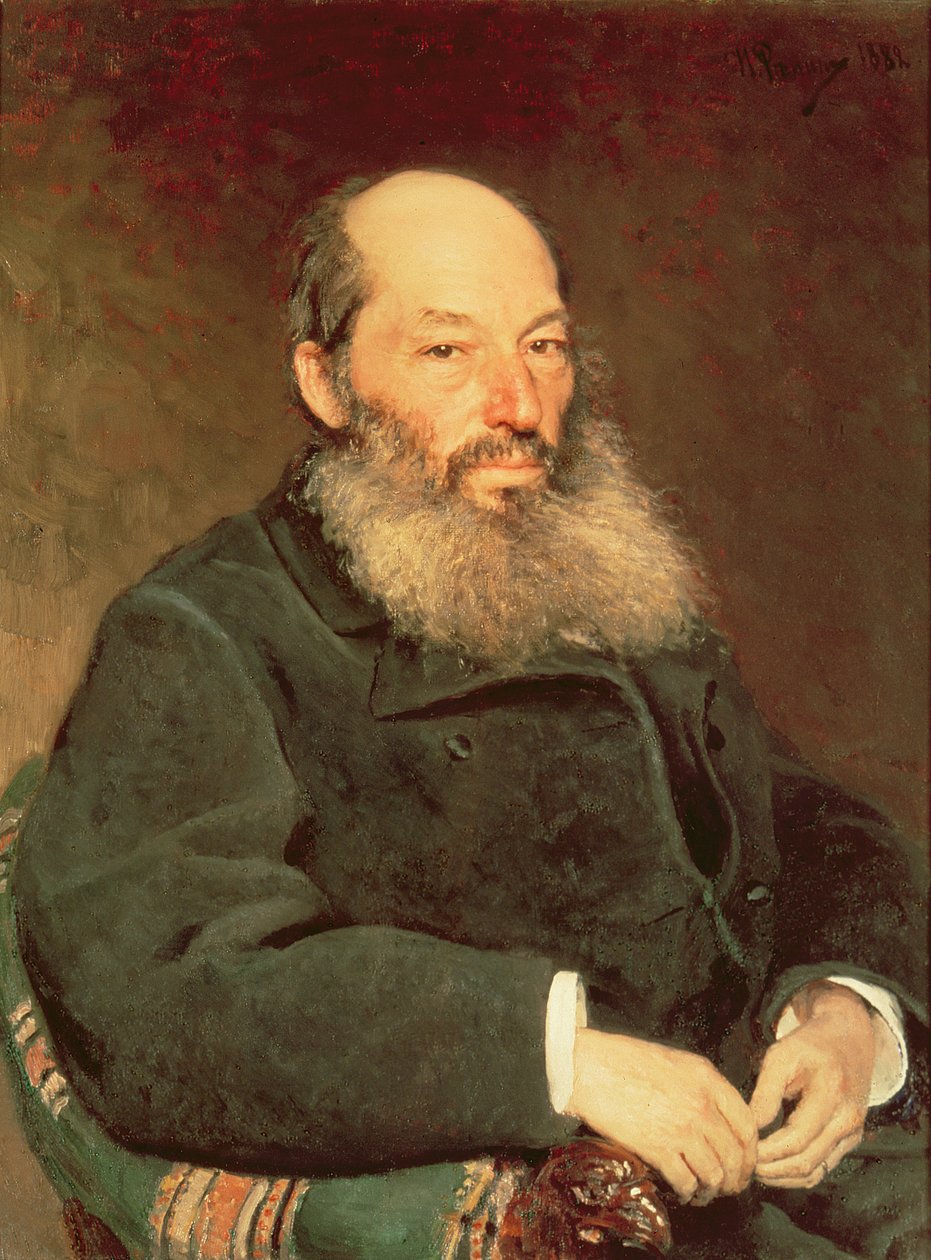 Porträt von Afanasy Fet (1820-92), 1882 von Ilya Efimovich Repin