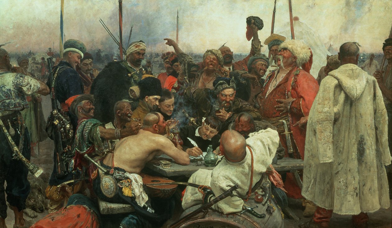 Die Saporoger Kosaken schreiben einen Brief an den türkischen Sultan, 1890-91 von Ilya Efimovich Repin