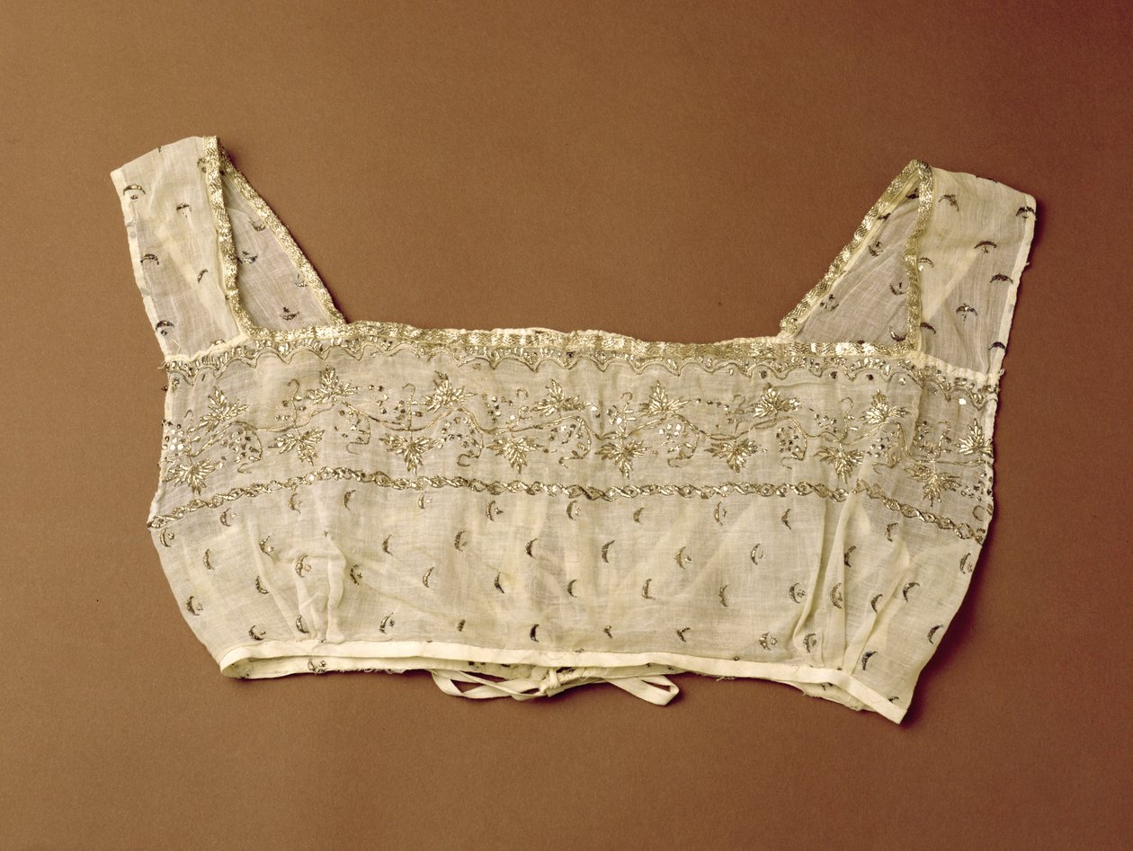 Mieder, bestickt mit flachem Silberdraht, ca. 1805-10 von Indian School