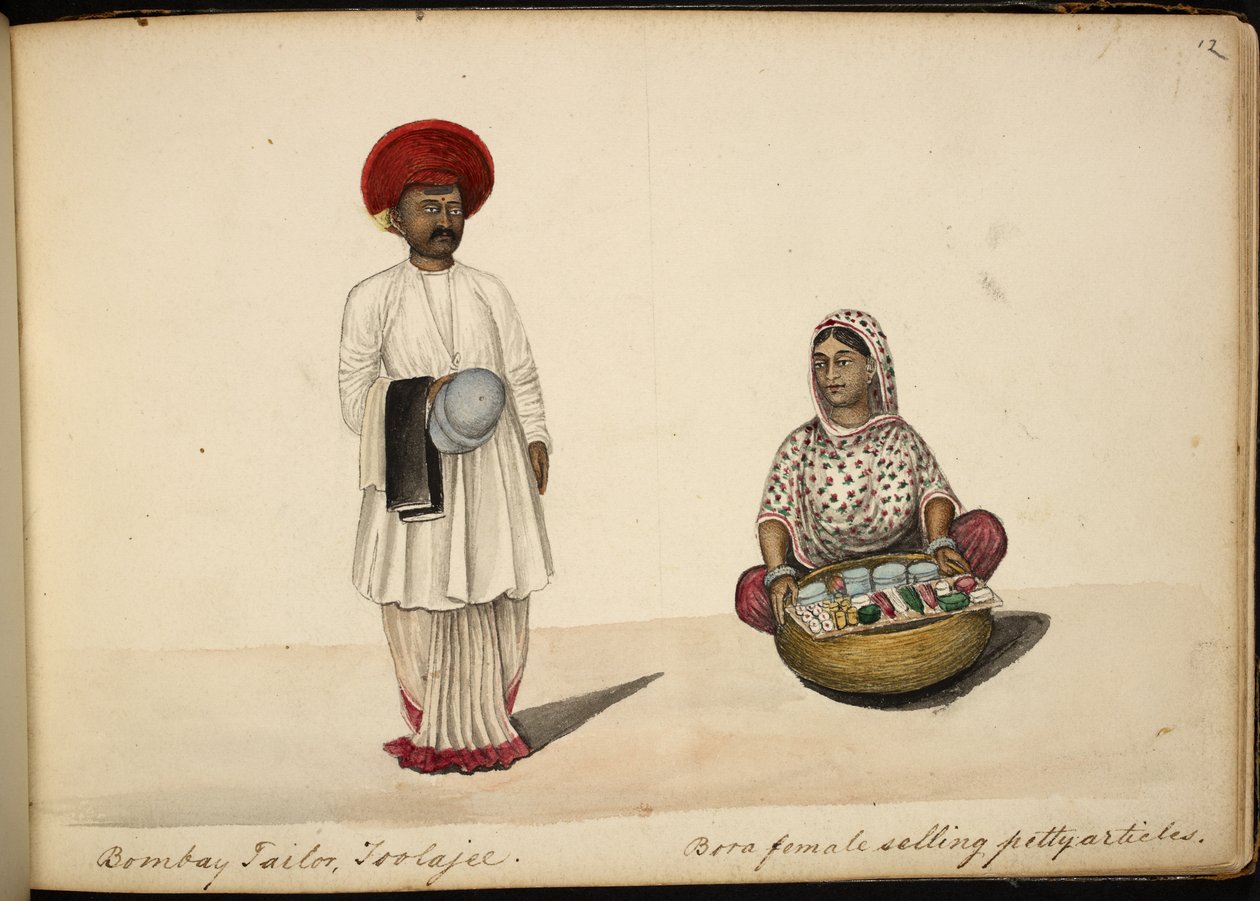 Bombay-Schneider; Bohori-Frau als Hausiererin von Indian School